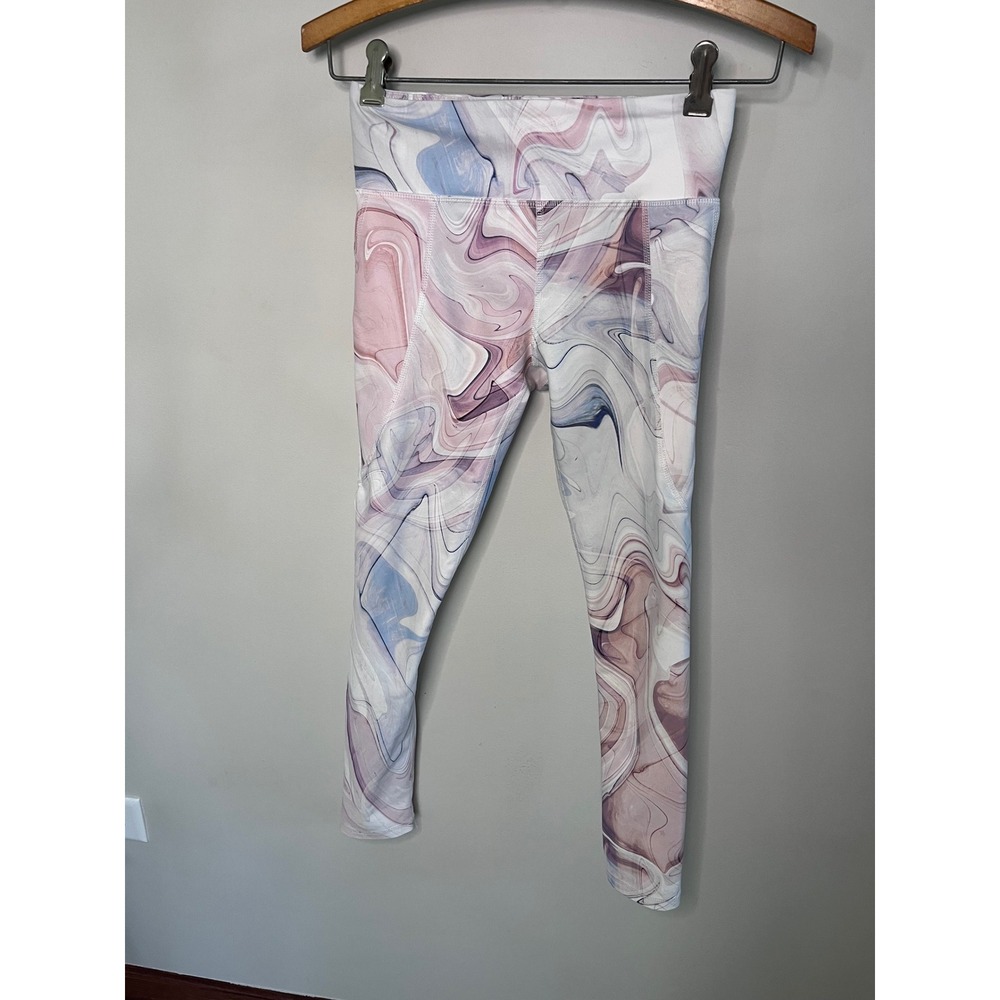 Old Navy Active Girl Powersoft High-Rise Leggings Marble Swirl Purple Blue 10-12